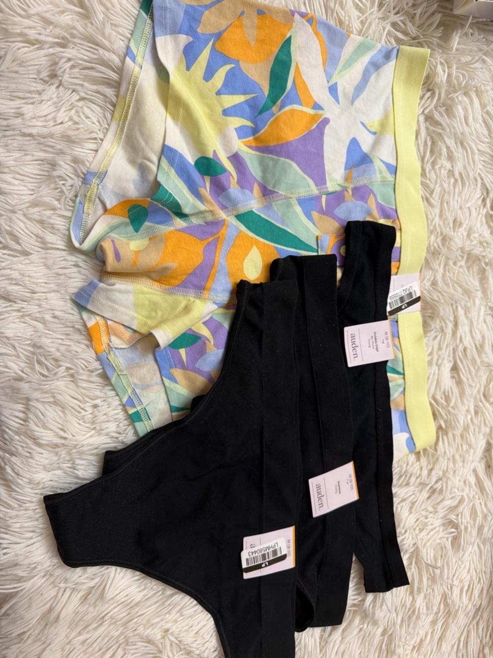 Floral Pastel Boxer Briefs + Black Seamless Thongs Set